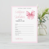 Pink Bow Coquette Baby shower - Bewerkbare naam, 5 Kaart (Staand voorkant)