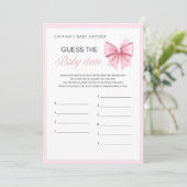 Pink Bow Coquette Baby shower - Bewerkbare naam, 5 Kaart (Staand voorkant)