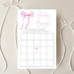 Pink Bow Coquette Baby shower Bingo spel