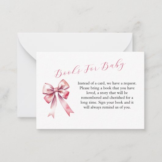Pink Bow Coquette Baby shower Boeken voor Baby Kaa Notitiekaartje (Voorkant)