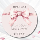 Pink Bow Coquette Baby shower Dank u Ronde Sticker