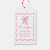 Pink Bow Coquette Baby shower Favoriet Cadeaulabel (Voorkant)