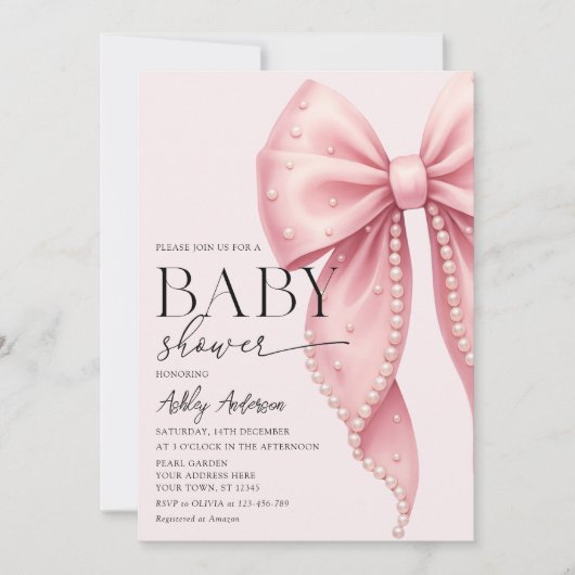 Pink Bow Coquette Baby Shower Kaart (Voorkant)