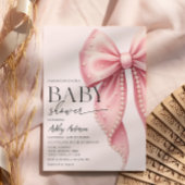 Pink Bow Coquette Baby Shower Kaart