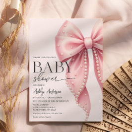 Pink Bow Coquette Baby Shower Kaart