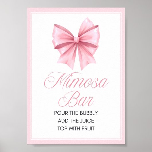 Pink Bow Coquette Baby shower Sign Poster (Voorkant)