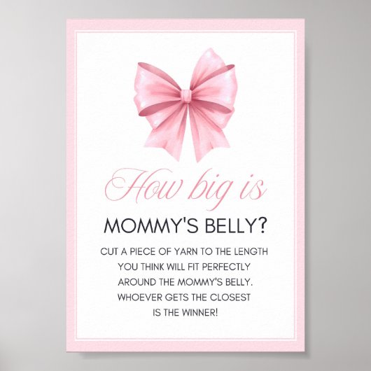 Pink Bow Coquette Baby shower Sign Poster (Voorkant)