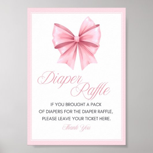 Pink Bow Coquette Baby shower Sign Poster (Voorkant)