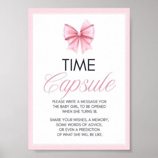 Pink Bow Coquette Baby shower Sign Poster (Voorkant)