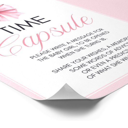 Pink Bow Coquette Baby shower Sign Poster (Hoek)