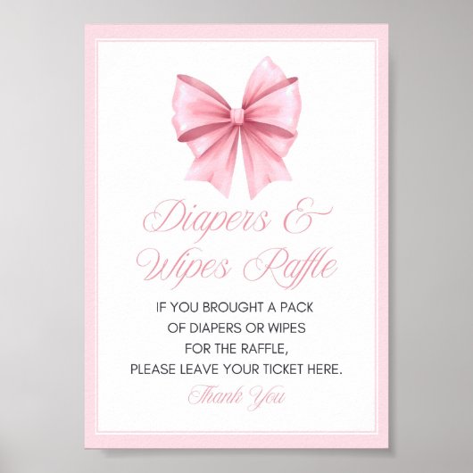 Pink Bow Coquette Baby shower Sign Poster (Voorkant)