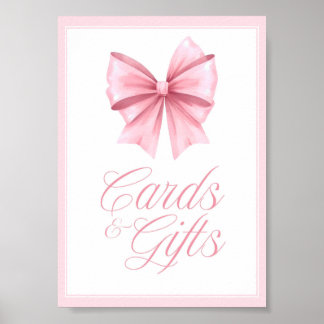 Pink Bow Coquette Baby shower Sign Poster