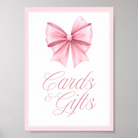 Pink Bow Coquette Baby shower Sign Poster (Voorkant)