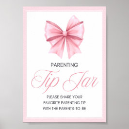Pink Bow Coquette Baby shower Sign Poster
