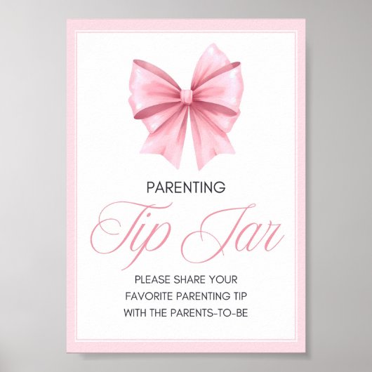 Pink Bow Coquette Baby shower Sign Poster (Voorkant)