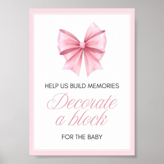 Pink Bow Coquette Baby shower Sign Poster (Voorkant)