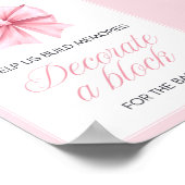 Pink Bow Coquette Baby shower Sign Poster (Hoek)