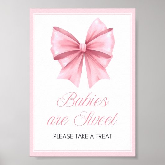 Pink Bow Coquette Baby shower Sign Poster (Voorkant)