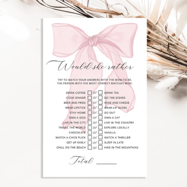 Pink Bow Coquette Baby shower zou ze liever (Creator heeft geüpload)