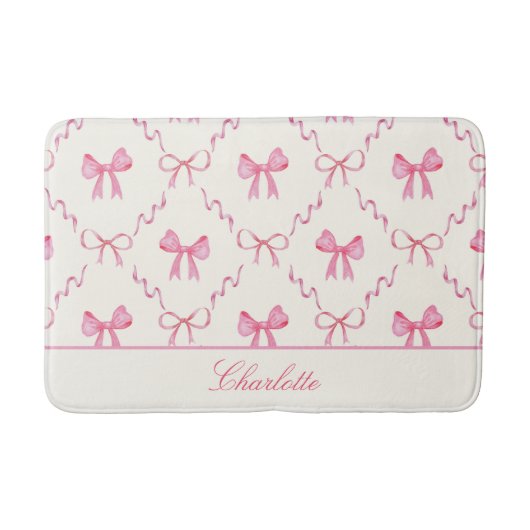 Pink Bow Coquette Bath Mat (Voorkant)