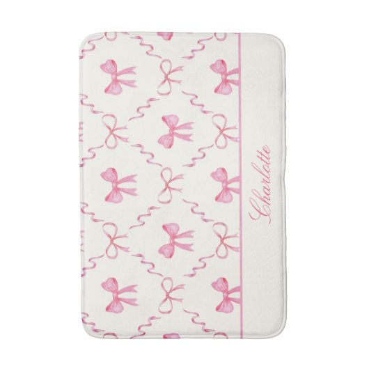 Pink Bow Coquette Bath Mat (Voorkant Verticaal)