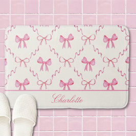 Pink Bow Coquette Bath Mat