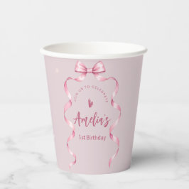Pink Bow Coquette Birthday  Papieren Bekers