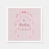 Pink Bow Coquette Birthday  Servet (Voorkant)