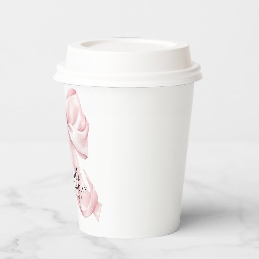 Pink Bow Coquette Bow Theme Papieren Bekers (Links)