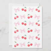 Pink Bow Coquette Cherry Baby shower Kaart (Achterkant)