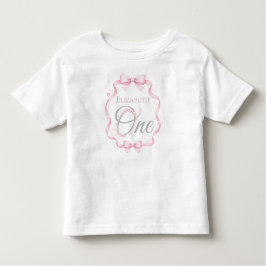 Pink Bow Coquette Elizabeth is One 1st Birthday Kinder Shirts