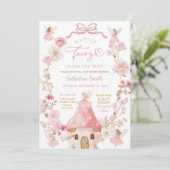 Pink Bow Coquette Fairy Baby shower Uitnodiging (Staand voorkant)
