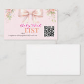 Pink Bow Coquette Floral Baby Registry QR Code Informatiekaartje (Voorkant / Achterkant)