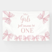 Pink Bow Coquette Girl 1st Birthday Banner (Horizontaal)