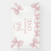 Pink Bow Coquette Girl 1st Birthday Banner (Verticaal)