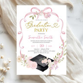 Pink Bow Coquette Girl Graduation Invitation Kaart