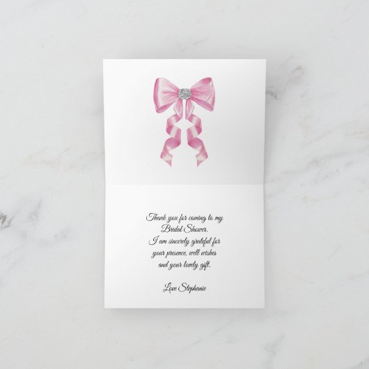 Pink Bow Coquette Glam Vrijgezellenfeest Dank u Bedankkaart