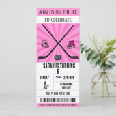 Pink Bow Coquette Ice Hockey Ticket Verjaardag Kaart (Staand voorkant)