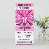 Pink Bow Coquette Ice Hockey Ticket Verjaardag Kaart (Staand voorkant)