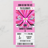 Pink Bow Coquette Ice Hockey Ticket Verjaardag Kaart (Voorkant / Achterkant)