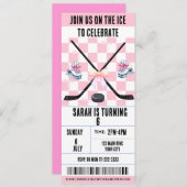 Pink Bow Coquette Ice Hockey Ticket Verjaardag Kaart (Voorkant / Achterkant)