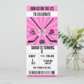 Pink Bow Coquette Ice Hockey Ticket Verjaardag Kaart (Staand voorkant)