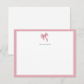 Pink Bow Coquette Personalized Notitiekaartje (Voorkant / Achterkant)