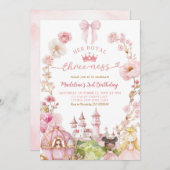 Pink Bow Coquette Princess Kingdom 3rd Birthday Kaart (Voorkant / Achterkant)