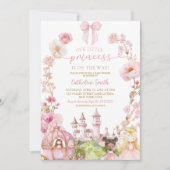 Pink Bow Coquette Princess Kingdom Baby shower Kaart (Voorkant)