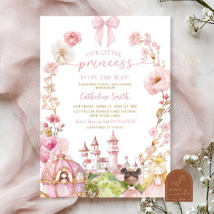 Pink Bow Coquette Princess Kingdom Baby shower Kaart
