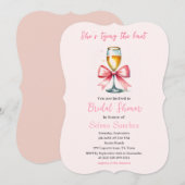 Pink Bow Coquette Prosecco Vrijgezellenfeest Kaart (Voorkant / Achterkant)