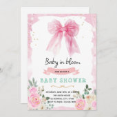 Pink Bow Coquette Quinceanera Invitation Kaart (Voorkant / Achterkant)