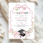 Pink Bow Coquette RN Graduation Invitation Kaart