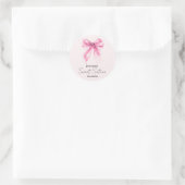 Pink Bow Coquette Script Sweet 16 Party Blush Ronde Sticker (Tas)